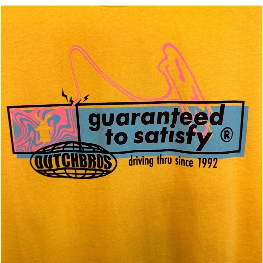 Dutch Bros BRAND NEW IN PACKAGE Yellow T MENS: MEDIUM+XXL Women’s: SMALL RARE 2X